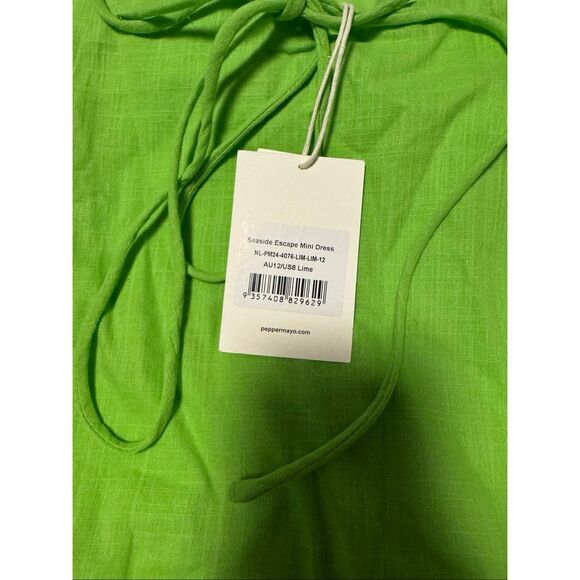Peppermayo size US 8 seaside escape mini dress lime green - NWT - Picture 7 of 10